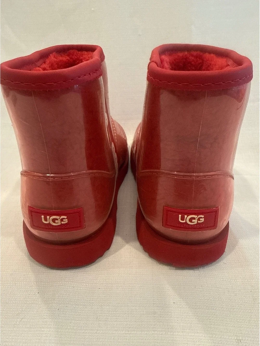 UGG Red Waterproof Ankle Boots with Shearling Lining Size 3 US